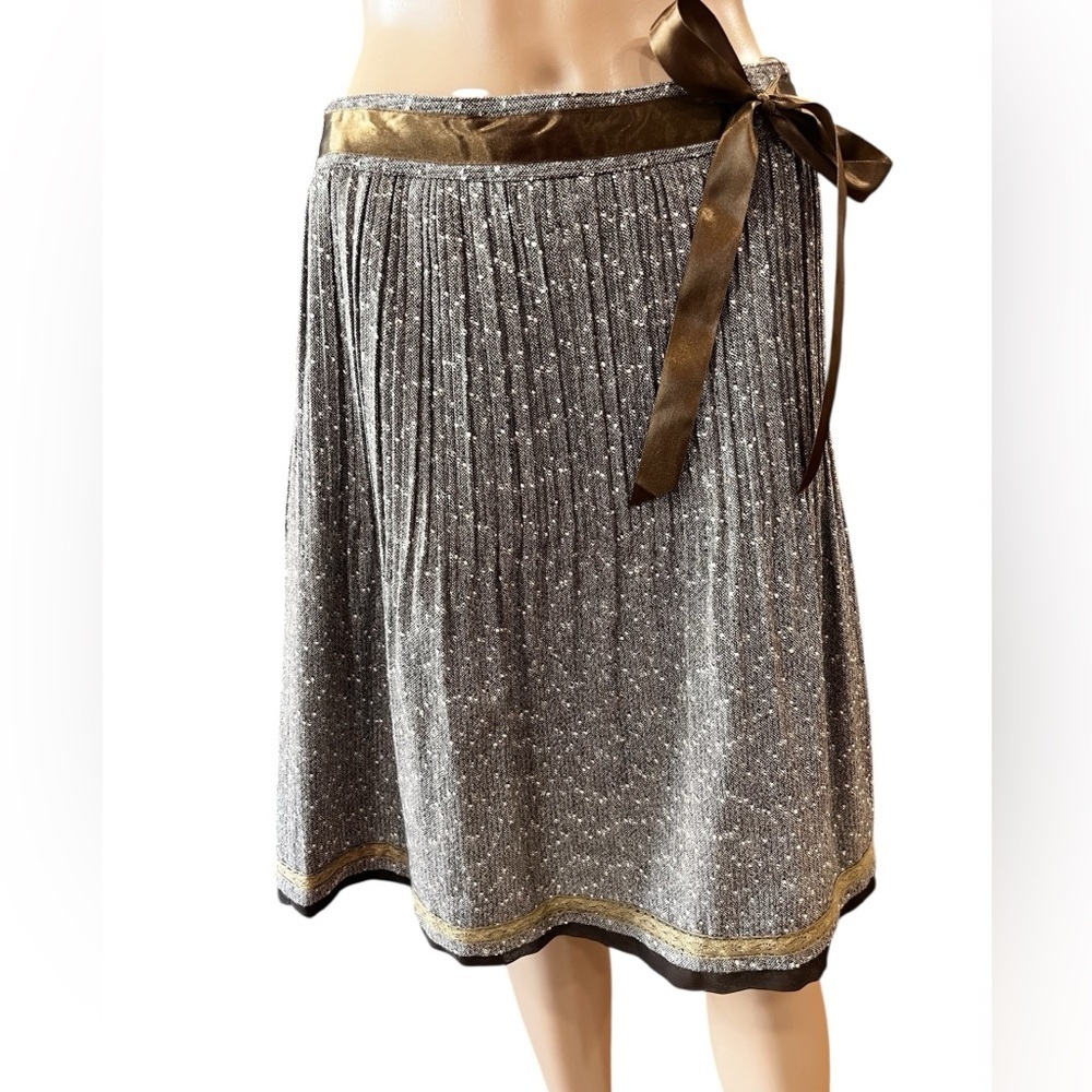 Vintage 80’s 90’s Hong Kong tweed pleated glittery school girl skirt.-L